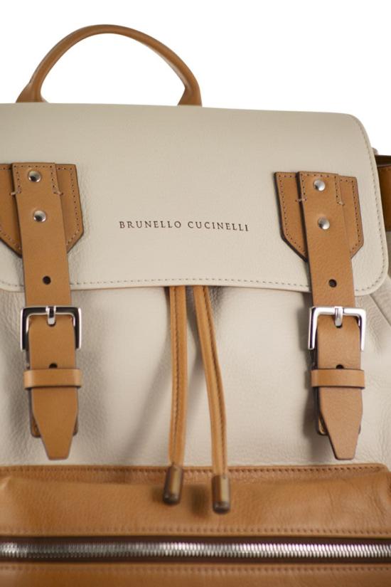 26SS 브루넬로 쿠치넬리 카프스킨 & 카우하이드 백팩 MBATBU356 COK17 NATURAL - BRUNELLO CUCINELLI