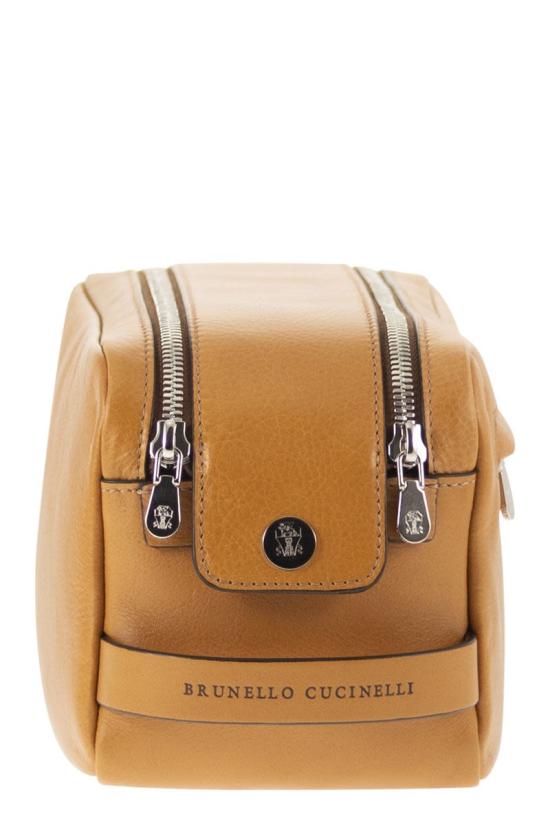 26SS 브루넬로 쿠치넬리 더블 지퍼 바케타 레더 뷰티 케이스 MWTGBU334 C001 COGNAC - BRUNELLO CUCINELLI