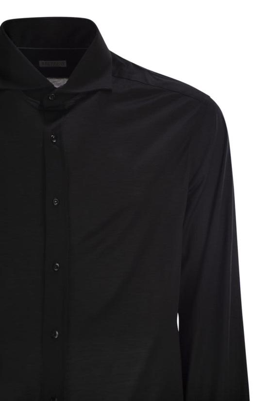 26SS 브루넬로 쿠치넬리 프렌치 칼라 셔츠 MD8216686 C101 BLACK - BRUNELLO CUCINELLI