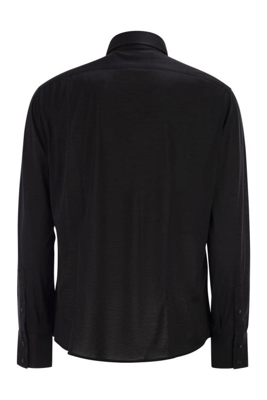 26SS 브루넬로 쿠치넬리 프렌치 칼라 셔츠 MD8216686 C101 BLACK - BRUNELLO CUCINELLI