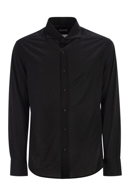 26SS 브루넬로 쿠치넬리 프렌치 칼라 셔츠 MD8216686 C101 BLACK