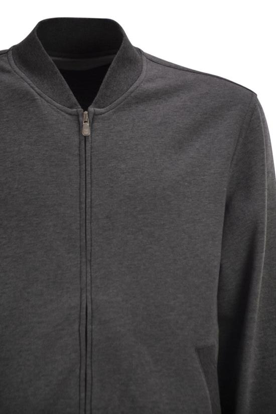 26SS 브루넬로 쿠치넬리 지퍼 디테일 테크노 코튼 플리스 MW8639072G C080 ANTHRACITE - BRUNELLO CUCINELLI