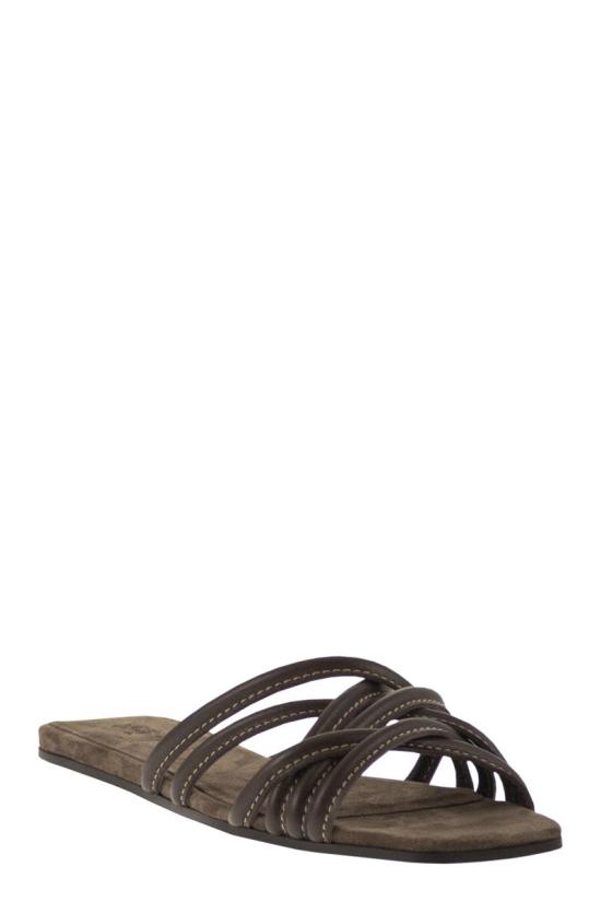 26SS 브루넬로 쿠치넬리 샌들 MZGAC3239 C8279 DARK BROWN - BRUNELLO CUCINELLI