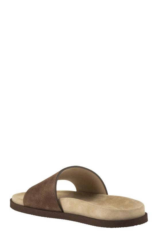 26SS 브루넬로 쿠치넬리 스웨이드 슬라이드 MZUSOLY236 CAY70 CAMEL - BRUNELLO CUCINELLI