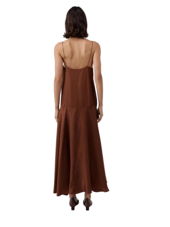  세인트아그니 롱 원피스 세인트 아그니 실크 트윌 릴렉스드 슬립 드레스 브릭 - ST.AGNI