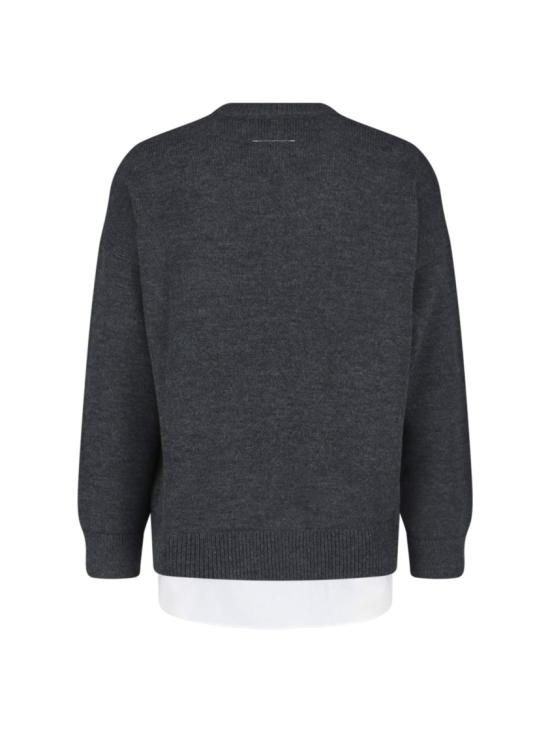 26SS MM6 메종마르지엘라 투인원 바시티 니트 스웨터 SH0HL0039 M13206855M Grey - MM6 MAISON MARGIELA