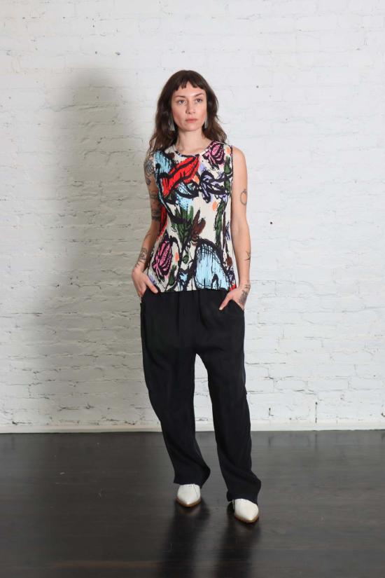  헨릭 빕스코브 민소매 티셔츠 Henrik Vibskov 당근 소재 민소매 플리세 탑