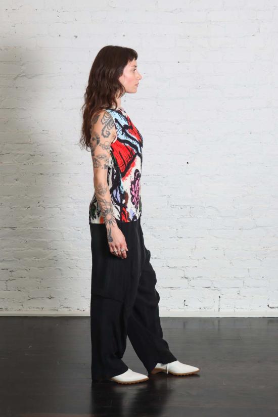  헨릭 빕스코브 민소매 티셔츠 Henrik Vibskov 당근 소재 민소매 플리세 탑 - HENRIK VIBSKOV