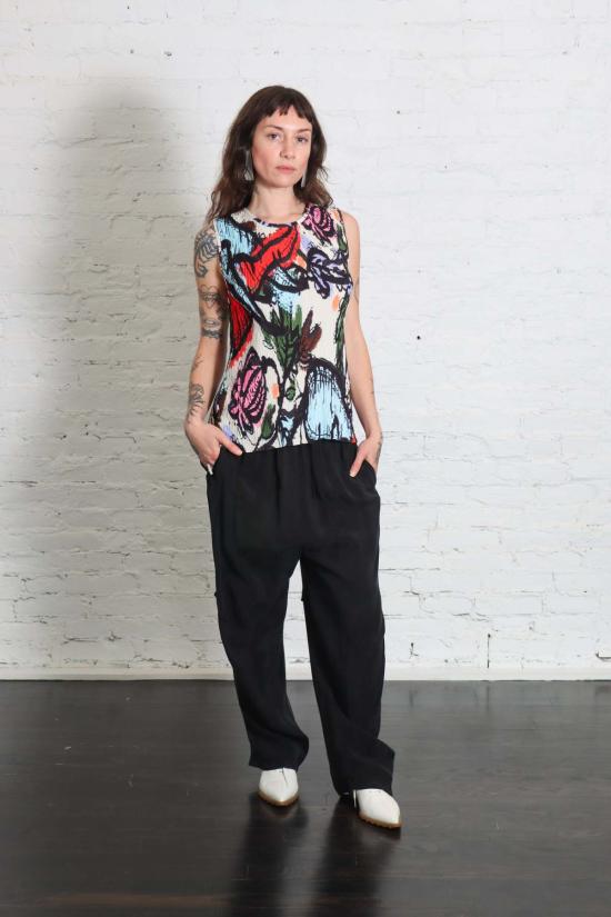  헨릭 빕스코브 민소매 티셔츠 Henrik Vibskov 당근 소재 민소매 플리세 탑 - HENRIK VIBSKOV