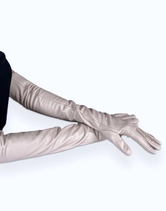  신시아 로리 장갑 신시아 로울리 비 롱 레더 글러브 아이보리