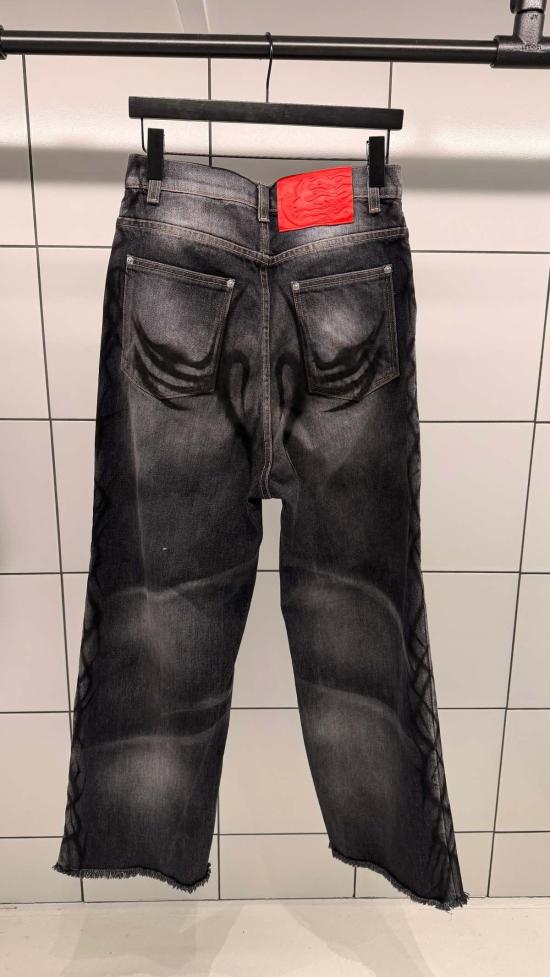  헬스타 데님 팬츠 Hellstar 그래피티 데님 진 블랙 - HELLSTAR