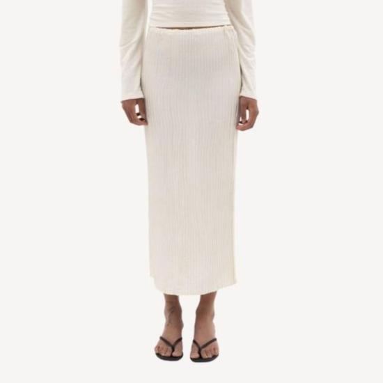  AZUR 롱 스커트 아주르 플리스 새틴 실크