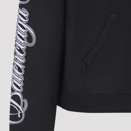26SS 발렌시아가 커시브 레귤러 핏 집업 후디 851236 TTVM8 Black - BALENCIAGA