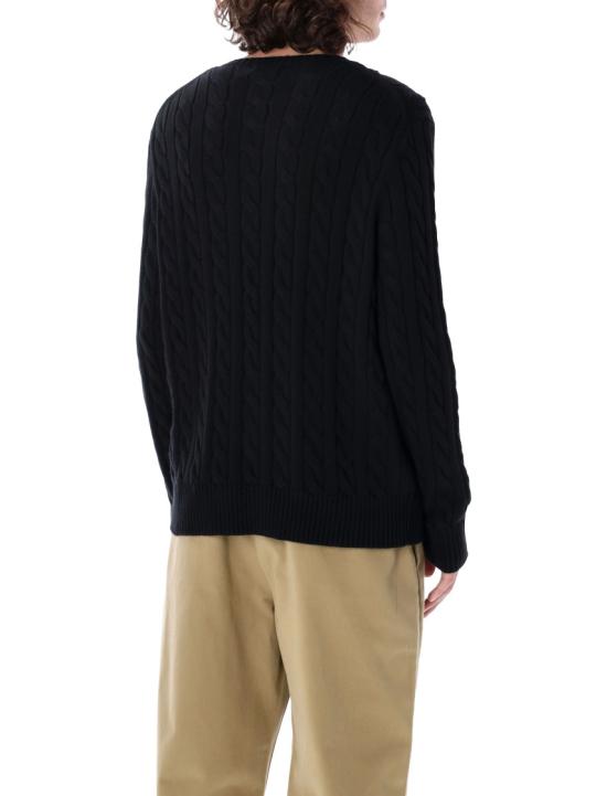 26SS 폴로 랄프로렌 로고 자수 케이블 니트 스웨터 710775885 Black - POLO RALPH LAUREN