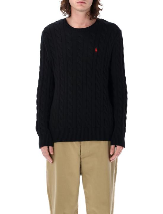 26SS 폴로 랄프로렌 로고 자수 케이블 니트 스웨터 710775885 Black