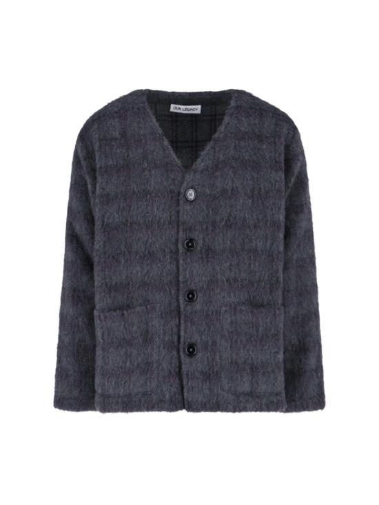 26SS 아워레가시 헤어리 울 가디건 M2263CFFUZZED PLUM CHECK HAIRY WOOL Grey