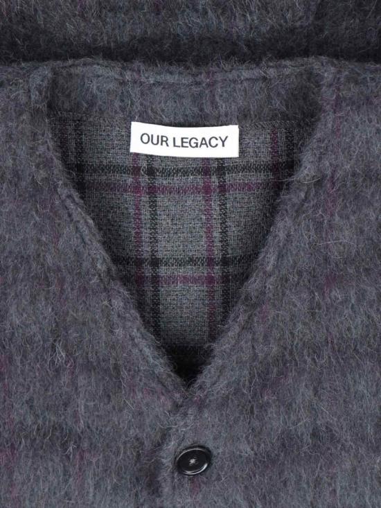 26SS 아워레가시 헤어리 울 가디건 M2263CFFUZZED PLUM CHECK HAIRY WOOL Grey - OUR LEGACY
