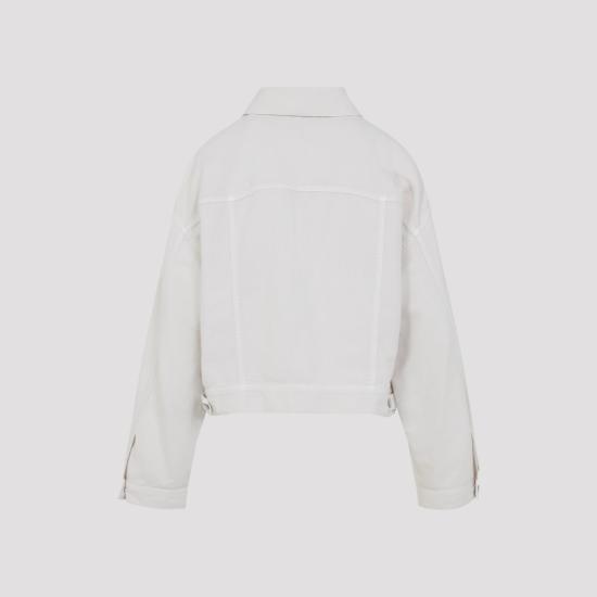 26SS 브루넬로 쿠치넬리 다이 코튼 & 리넨 아우터 재킷 ML9967674 White - BRUNELLO CUCINELLI