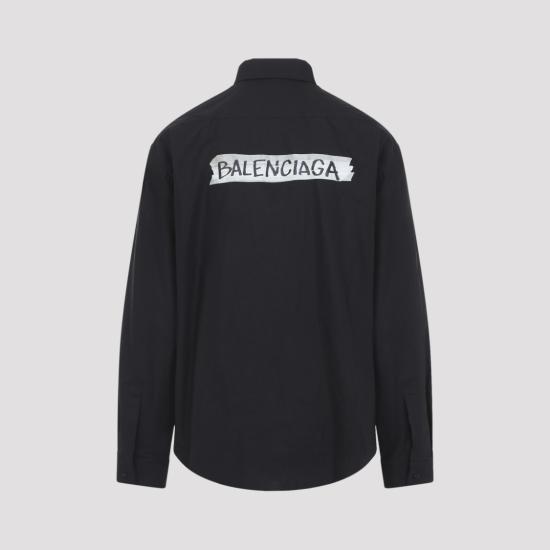 26SS 발렌시아가 마스킹 테이프 라지 핏 롱 슬리브 셔츠 857809 TRM28 Black - BALENCIAGA