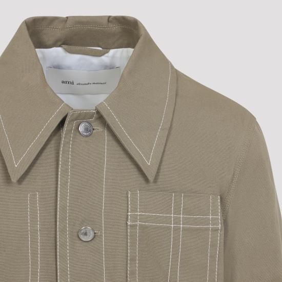 26SS 아미 화이트 코튼 워커 버튼 자켓 UJK874 CO0211 A036 BEIGE TAUPE - AMI