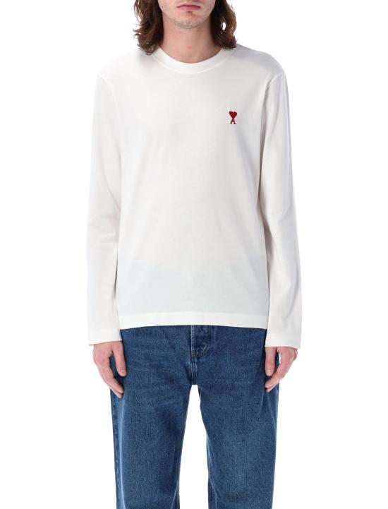 26FW 아미 스몰 하트 로고 롱슬리브 티셔츠 BFUTS235724 100 Bianco - AMI