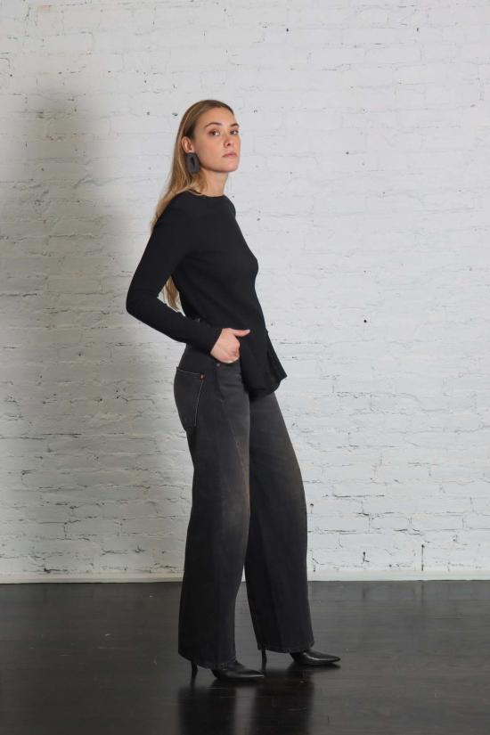  로렌 마누지안 긴팔 티셔츠 로렌 마누기안 로우 에이프런 탑 블랙