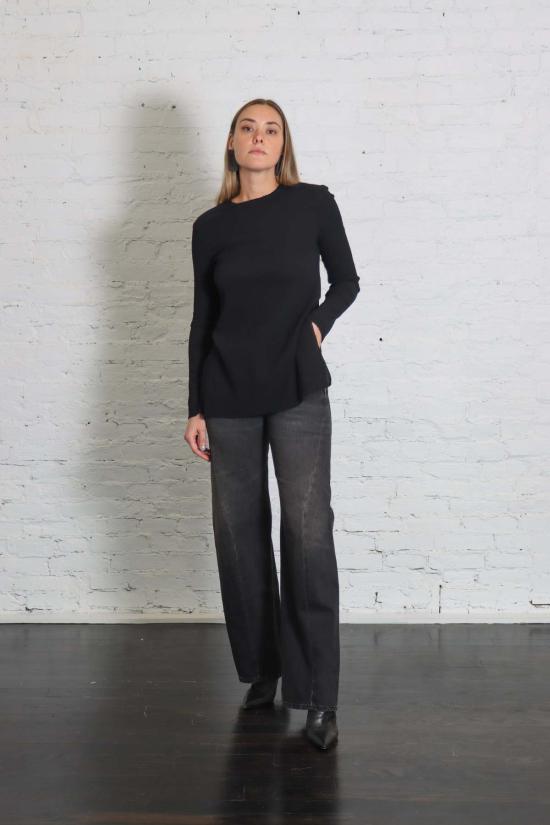  로렌 마누지안 긴팔 티셔츠 로렌 마누기안 로우 에이프런 탑 블랙 - LAUREN MANOOGIAN