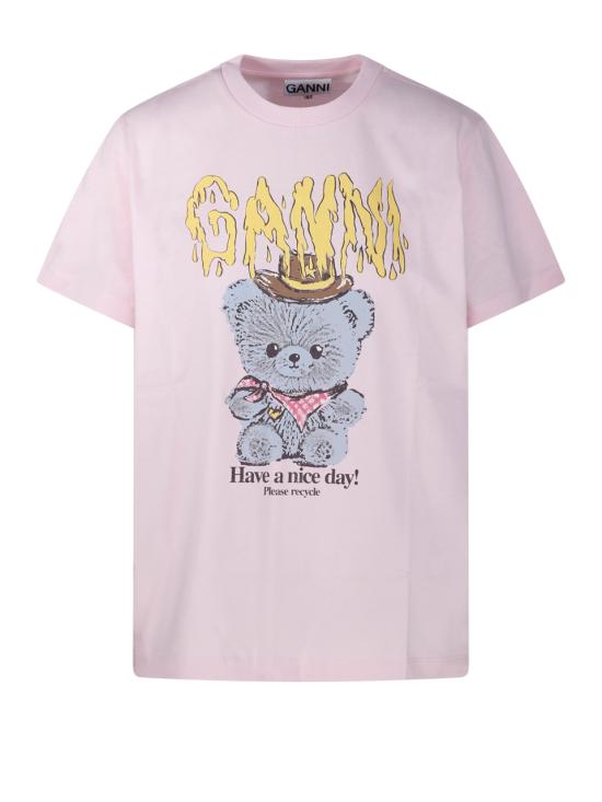 26SS 가니 코튼 저지 카우보이 베어 프린트 티셔츠 A1050074868 CHALK PINK DOM