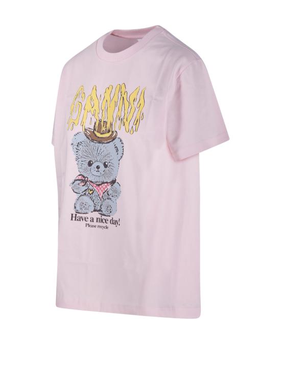 26SS 가니 코튼 저지 카우보이 베어 프린트 티셔츠 A1050074868 CHALK PINK DOM - GANNI