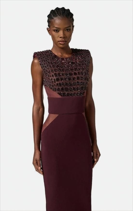 25FW 엘리자베타프랜치 미디 원피스 AB83457E2 EA4 Burgundy - ELISABETTA FRANCHI