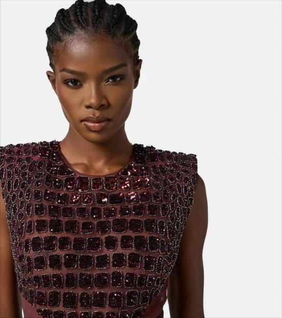 25FW 엘리자베타프랜치 미디 원피스 AB83457E2 EA4 Burgundy - ELISABETTA FRANCHI