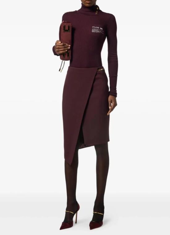 25FW 엘리자베타프랜치 미디 스커트 GO13556E2 EA4 Burgundy - ELISABETTA FRANCHI