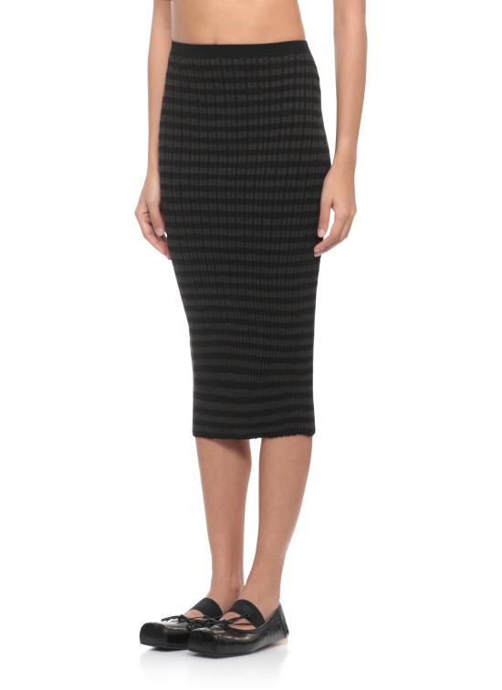 25FW MM6 메종마르지엘라 미디 스커트 S62ME0016 M13186001F Black - MM6 MAISON MARGIELA