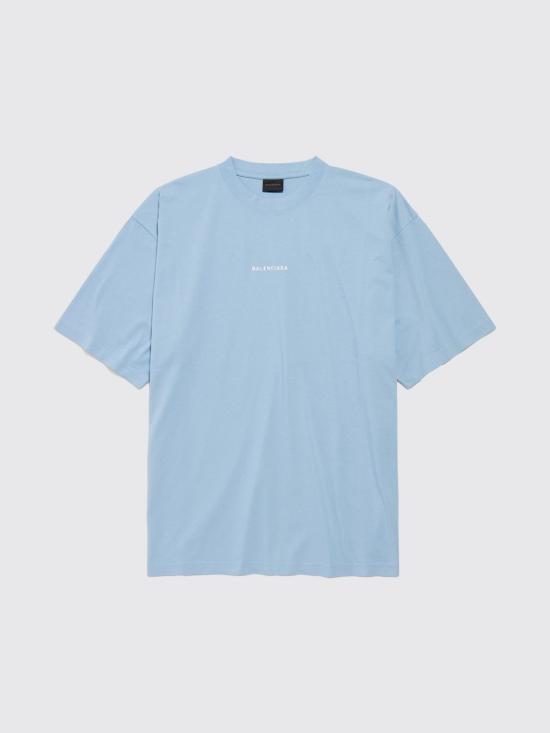 26SS 발렌시아가 백 티셔츠 미디움 핏 764235TTVJ1 4773 Gnawed Blue