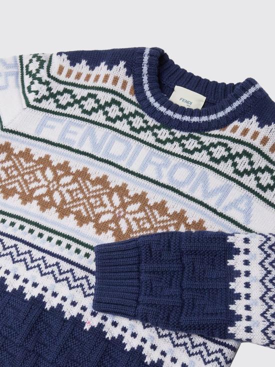 25FW [키즈] 펜디 풀오버 JMG135AYMS F1I11 Blue - FENDI