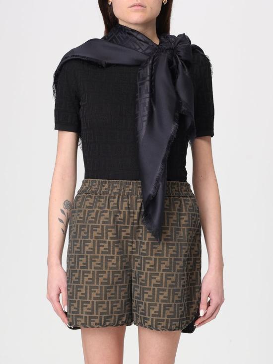 26SS 펜디 오가닉 실크 울 FF 숄 FXT069AJW7 F0QA1 Black - FENDI