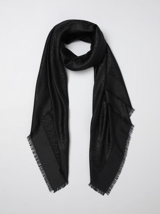 26SS 펜디 오가닉 실크 울 FF 숄 FXT069AJW7 F0QA1 Black - FENDI