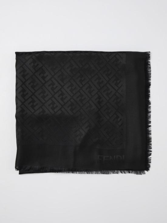 26SS 펜디 오가닉 실크 울 FF 숄 FXT069AJW7 F0QA1 Black
