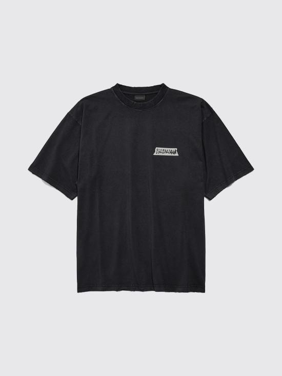 26SS 발렌시아가 마스킹 테이프 티셔츠 미디움 핏 764235TTVL6 1041 Black