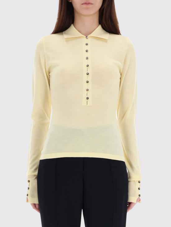 25FW 자크뮈스 메리노 롱 슬리브 폴로 셔츠 POW00806AK00145 205 Yellow