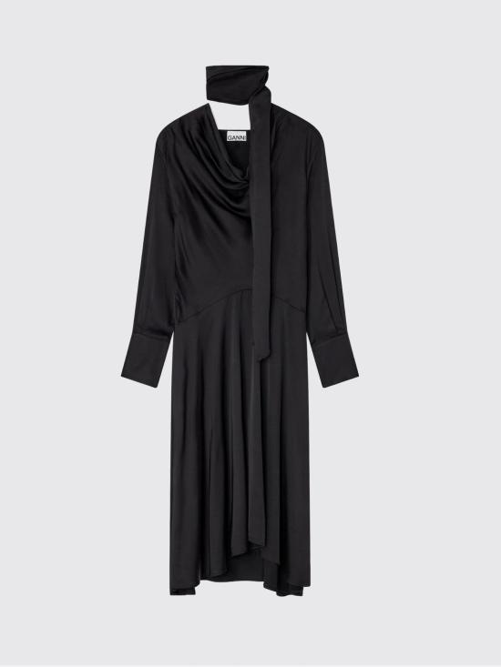 25FW 가니 롱 원피스 W0860 099 Black - GANNI
