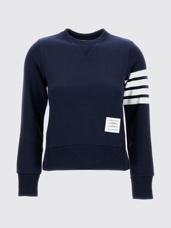 26SS 톰브라운 루프백 저지 니트 엔지니어드 4바 스트라이프 크루넥 풀오버 FJT002A00535 415 Blue - THOM BROWNE