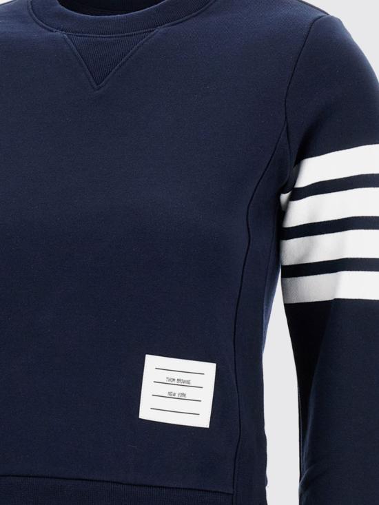 26SS 톰브라운 루프백 저지 니트 엔지니어드 4바 스트라이프 크루넥 풀오버 FJT002A00535 415 Blue - THOM BROWNE