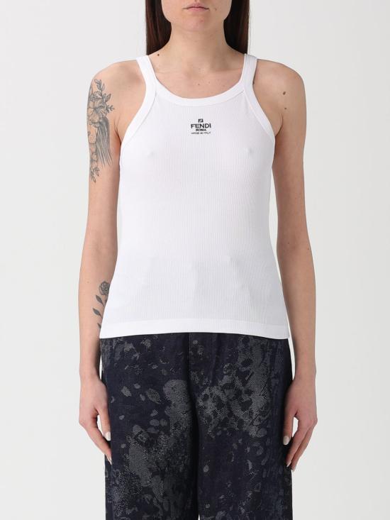 26SS 펜디 민소매 티셔츠 FS7966ANQM F0ZNM White