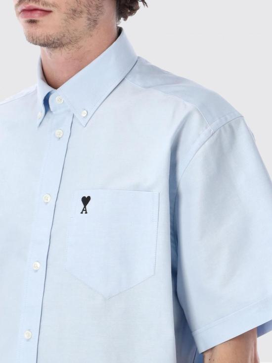 26SS 아미 반팔 셔츠 HSH823CO0031 450 Blue - AMI