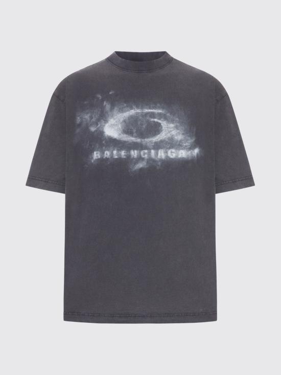 26SS 발렌시아가 워시드 크레용 루프 티셔츠 764235TTVN5 9034 Black