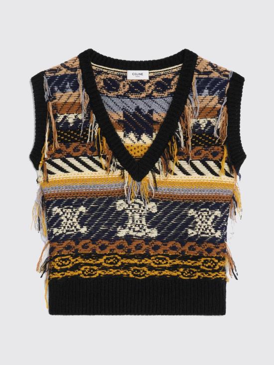 26SS 셀린느 자카드 캐시미어 탑 RY0LU0V65 19BD Multicolor