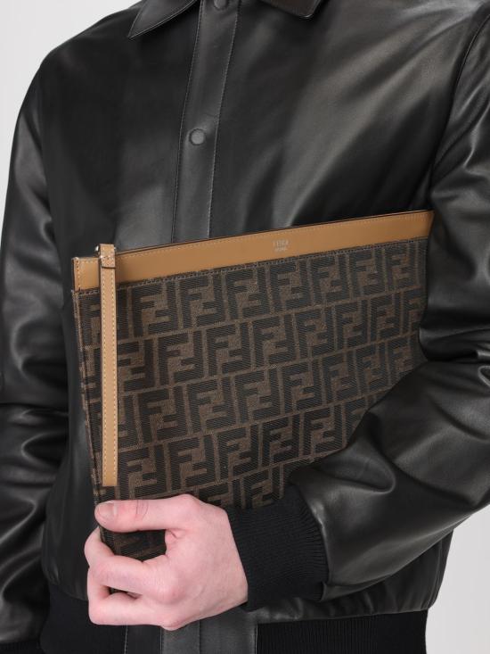 26SS 펜디 FF 라지 플랫 파우치 7N0135AFBV F1HRM Tobacco - FENDI