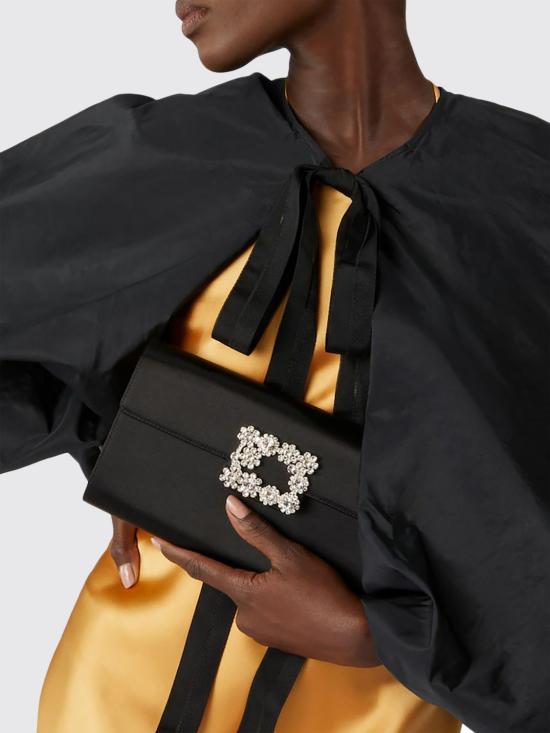 26SS 로저비비에 플라워 스트라스 버클 클러치 RBWAMFD0200RS0 B999 Black - ROGER VIVIER