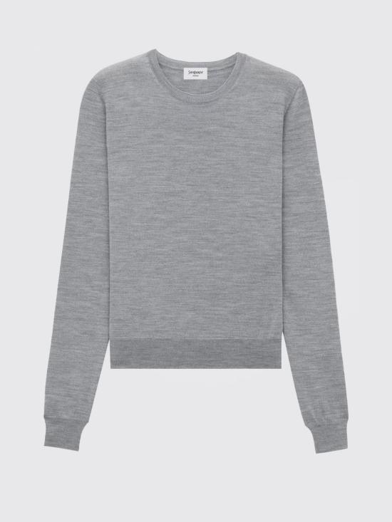 25FW 생로랑 카산드르 크루넥 스웨터 834223Y76GM 1300 Grey - SAINT LAURENT